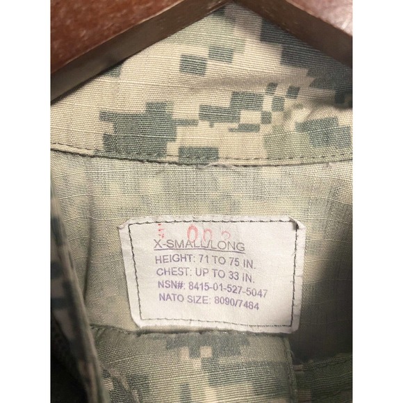 Vintage Camo Army Military Combat Jacket Pixelated‎ Camo Green Size X-Small Long - Picture 3 of 7